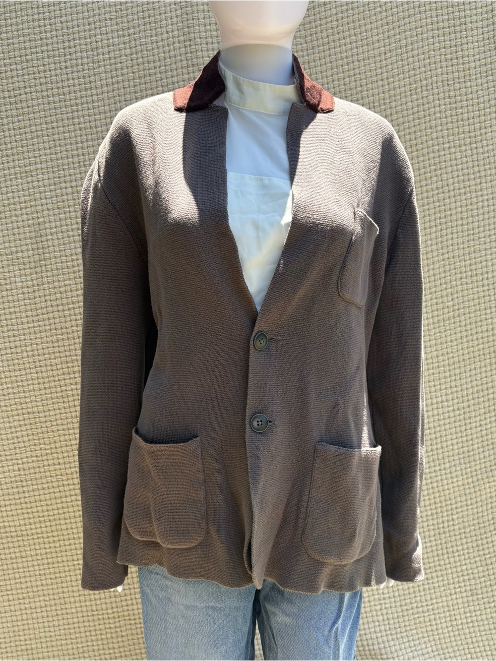 EVERLANE CASUAL WOMENS COTTON CARDIGAN BLAZER TWEE (L)